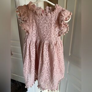 Elegant Pink Lace Kids Dress